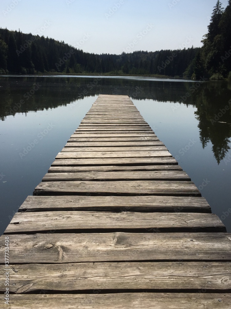 Fototapeta premium wooden bridge over lake