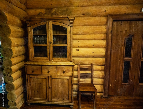 wooden interior items in the style of northern peoples