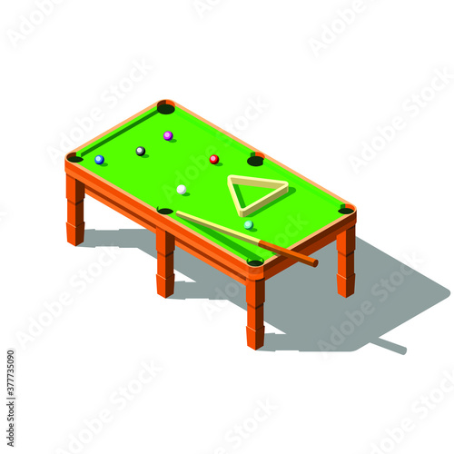 Isometric 3D Billiard Table Equipment Appliances Game Relax Element Vector Design Style