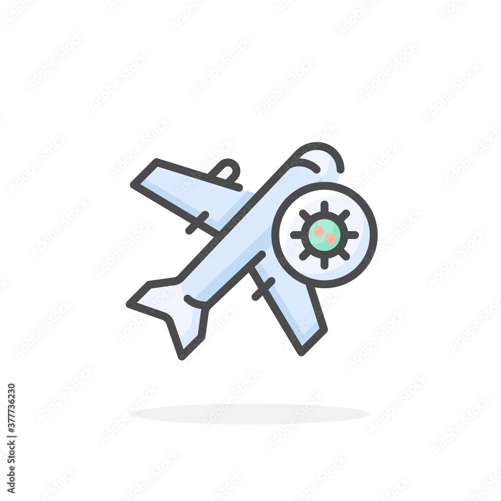 Stop flight, virus icon in filled outline style. Stop flight, virus icon in filled outline style.
