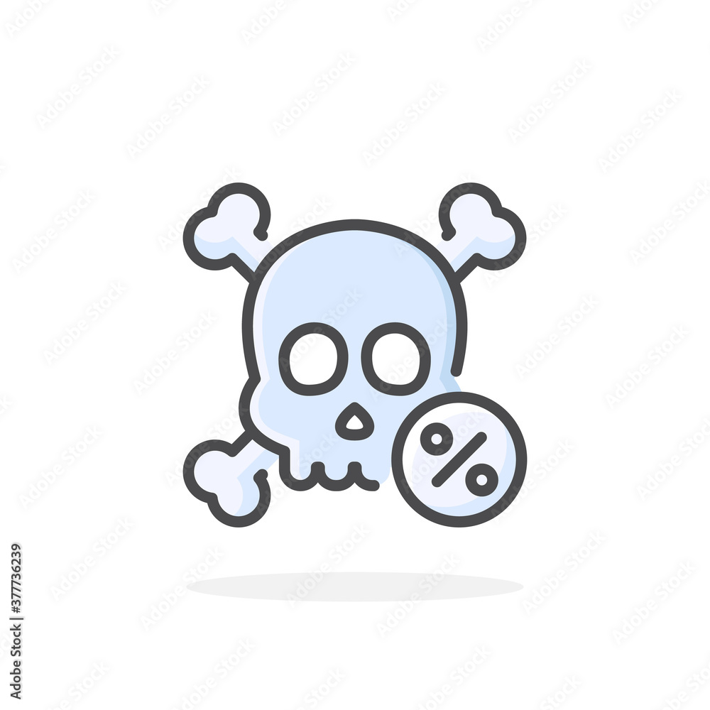 Death percent icon in filled outline style. Death percent icon in filled outline style.
