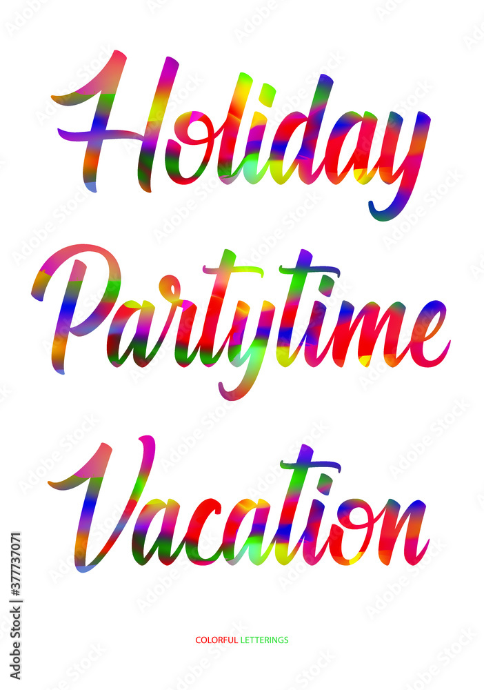Hand drawn letterings collection with color mix effect on. Hand drawn letterings collection with color mix effect on.