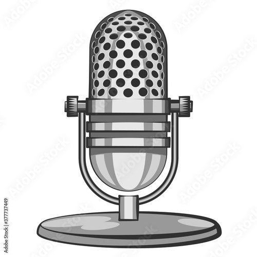 Microphone isolated vector illustration. Sound recording. Podcast recording. Professional sound recording equipment. 