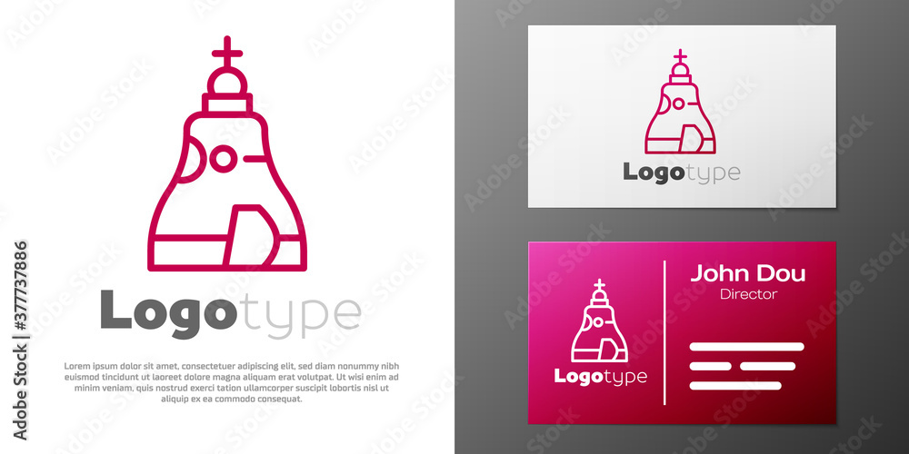Logotype line The Tsar bell in Moscow monument icon isolated on white background. Logo design template element. Vector.