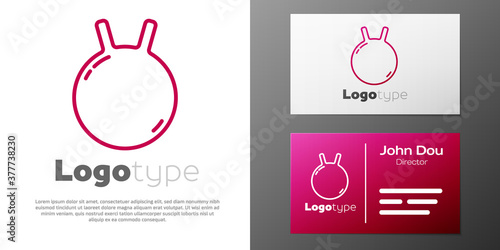 Logotype line Kettlebell icon isolated on white background. Sport equipment. Logo design template element. Vector.