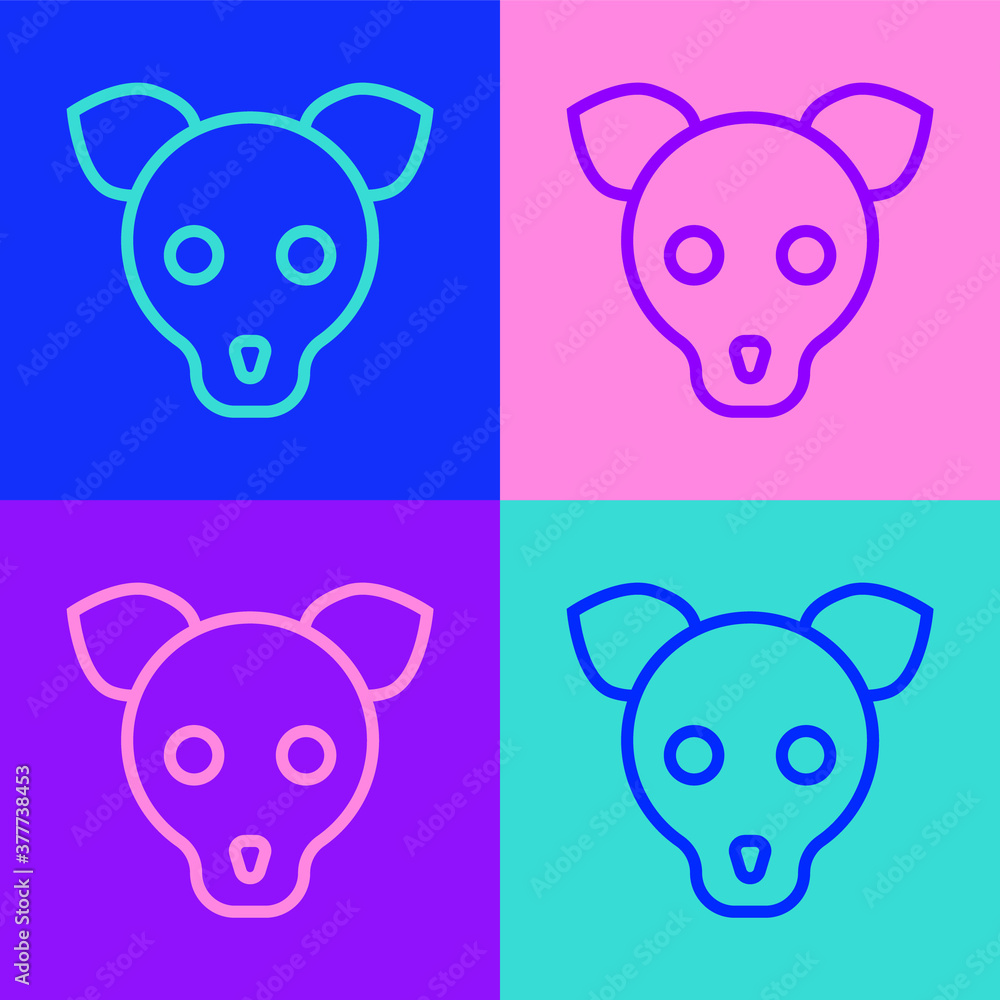 Pop art line Dog icon isolated on color background. Vector. Pop art line Dog icon isolated on color background. Vector.