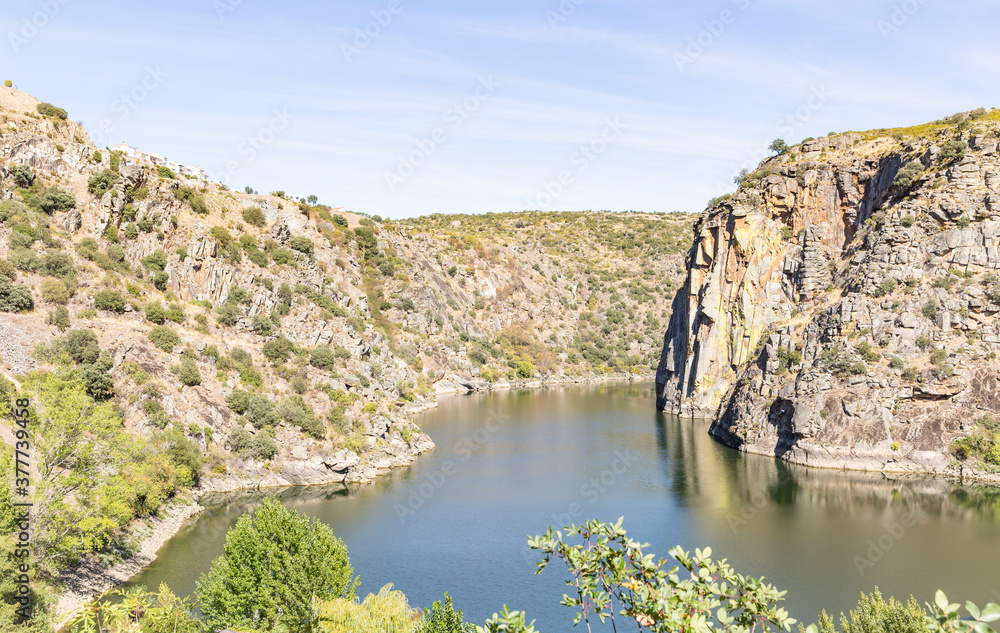 cliffs on the Douro river at Miranda do Douro, district of Braganca, land of Miranda, Portugal