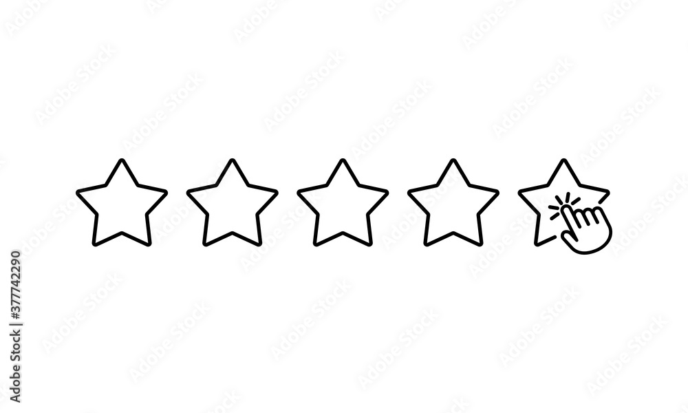 Giving five stars rating line icon. Vector on isolated white background. EPS 10 Giving five stars rating line icon. Vector on isolated white background. EPS 10