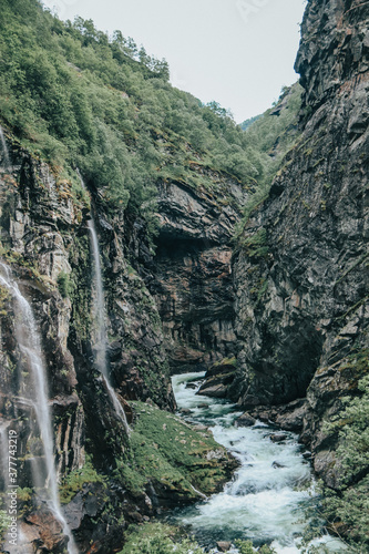 waterfall on the norwegian mountain