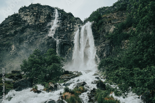 waterfall on the norwegian mountain