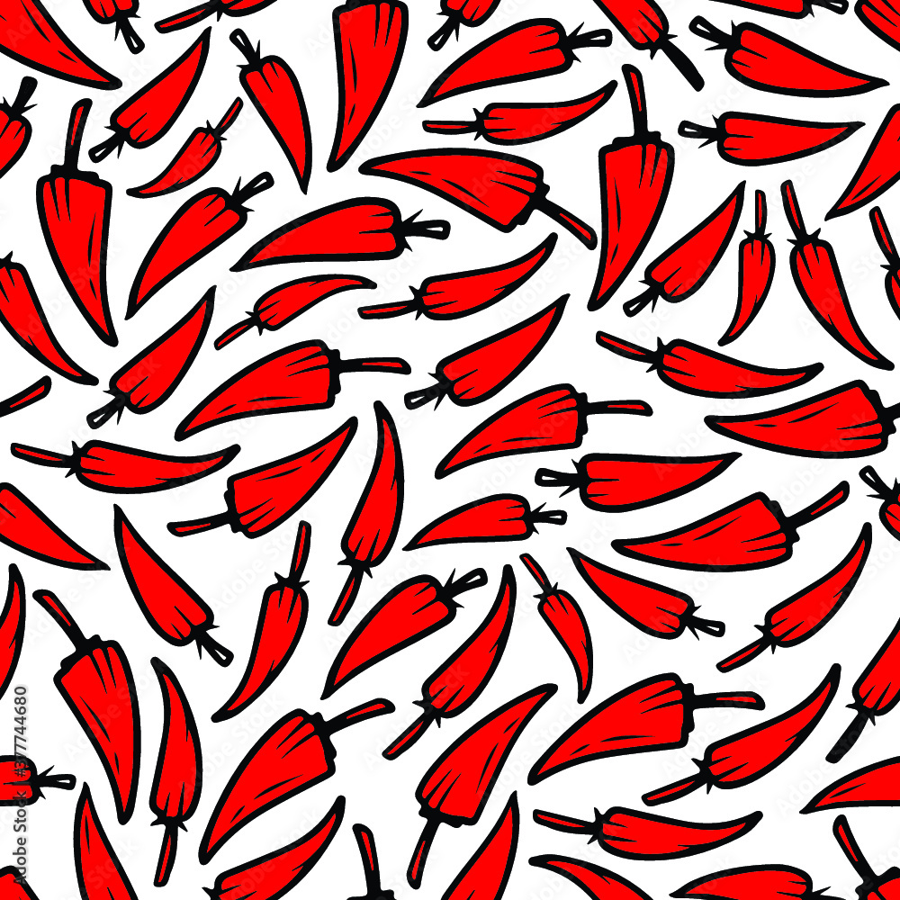 Red pepper seamless pattern of simple graphic style. Red pepper seamless pattern of simple graphic style.