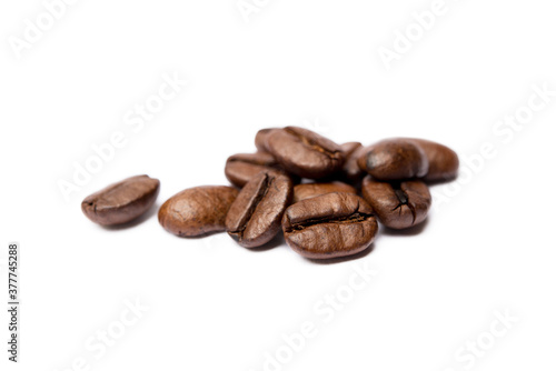 Roasted coffee beans isolated on white background