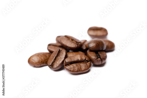 Roasted coffee beans isolated on white background