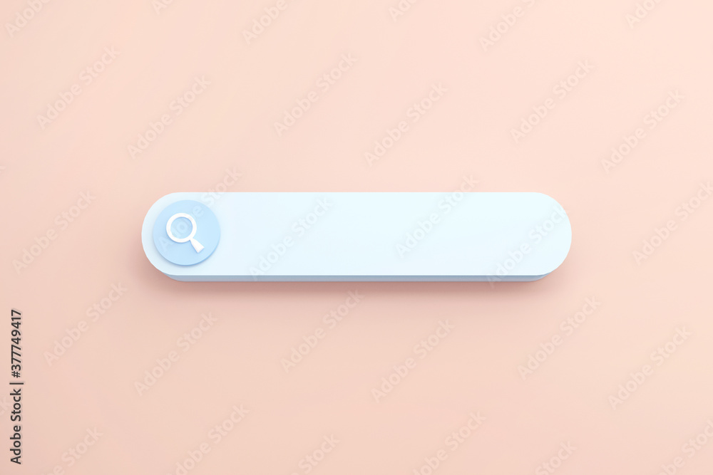 Search or magnifying glass in blank search bar on Background, 3d render, minimal and copy space. Search or magnifying glass in blank search bar on Background, 3d render, minimal and copy space.