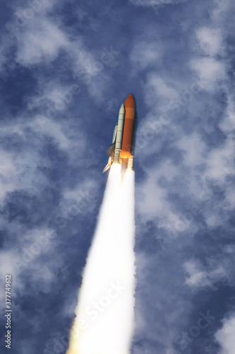 Spaceship launch. The elements of this image furnished by NASA.