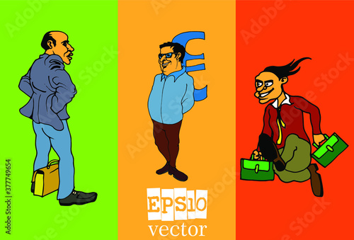 Businessman cartoon character working collection, vector
