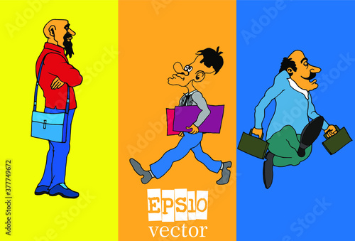Businessman cartoon character working collection, vector