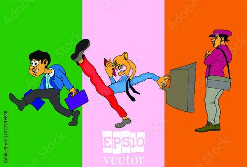 Businessman cartoon character working collection, vector