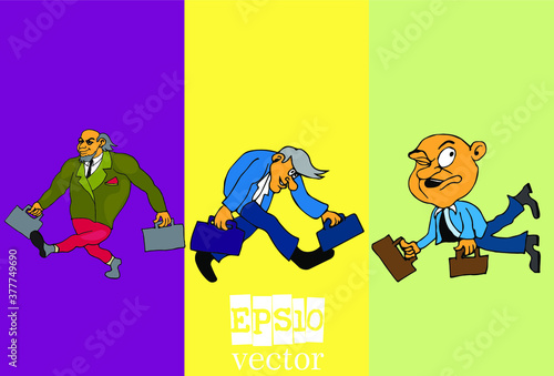 Businessman cartoon character working collection, vector