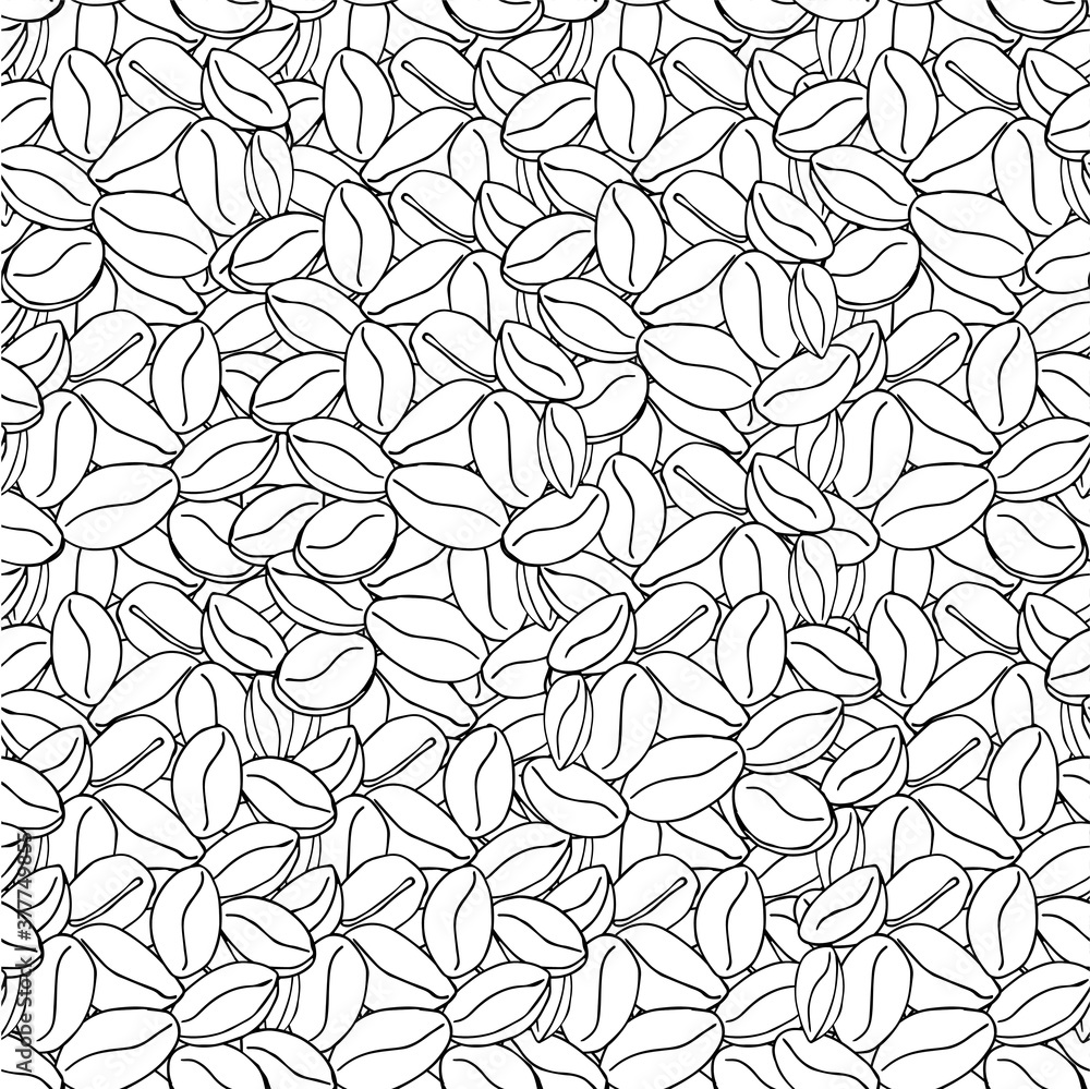 Coffee bean seamless monochrome pattern. Art design elements stock vector illustration for product design, for packing design, for wallpaper, for fabric print