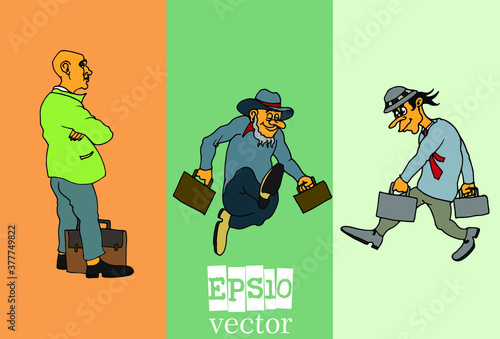 Businessman cartoon character working collection, vector