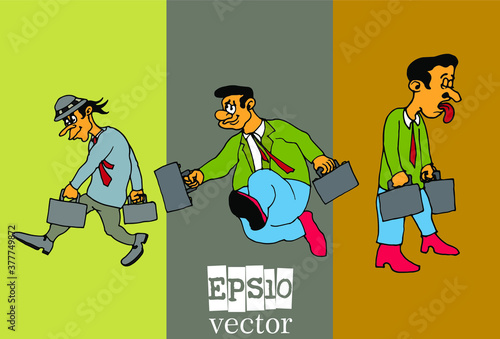 Businessman cartoon character working collection, vector