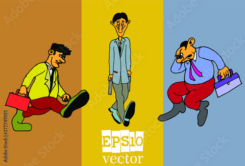 Businessman cartoon character working collection, vector