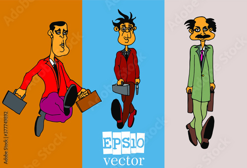 Businessman cartoon character working collection, vector