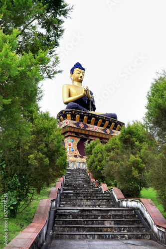 Buddha Park of Ravangla. Beautiful huge statue of Lord Buddha, at Rabangla, Sikkim, India. Gautam Buddha statue in the Buddha Park of Ravangla in South Sikkim. Frame within a frame concept. photo