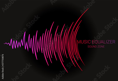 Music wave logo. Color pulse audio player dynamic banner. Vector digital media waveform technology illustration