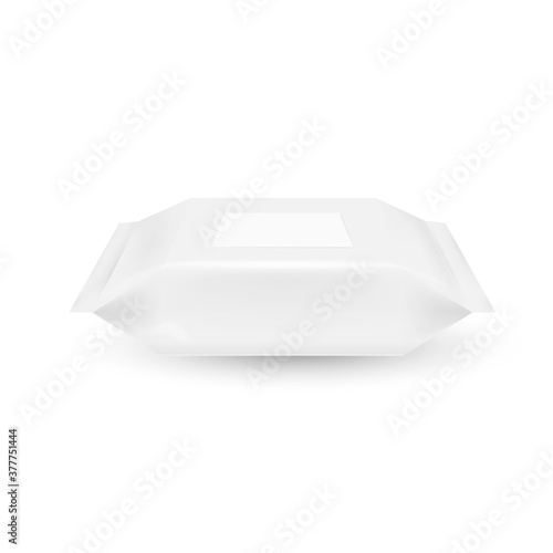White wet wipes package isolated on white background. Vector illustration.