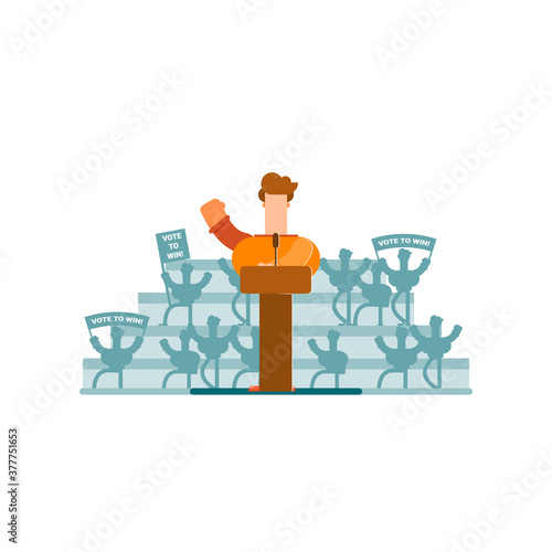 Candidate's speech. Debate. Illustration of the speech of a candidate for elections