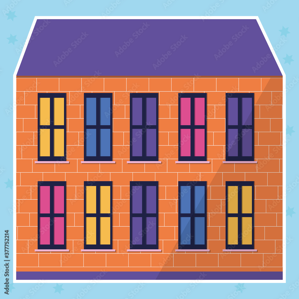 Yellow color house sticker in flat style. Modern icon for banner design. Modern illustration. Sticker style. Yellow color house sticker in flat style. Modern icon for banner design. Modern illustration. Sticker style.