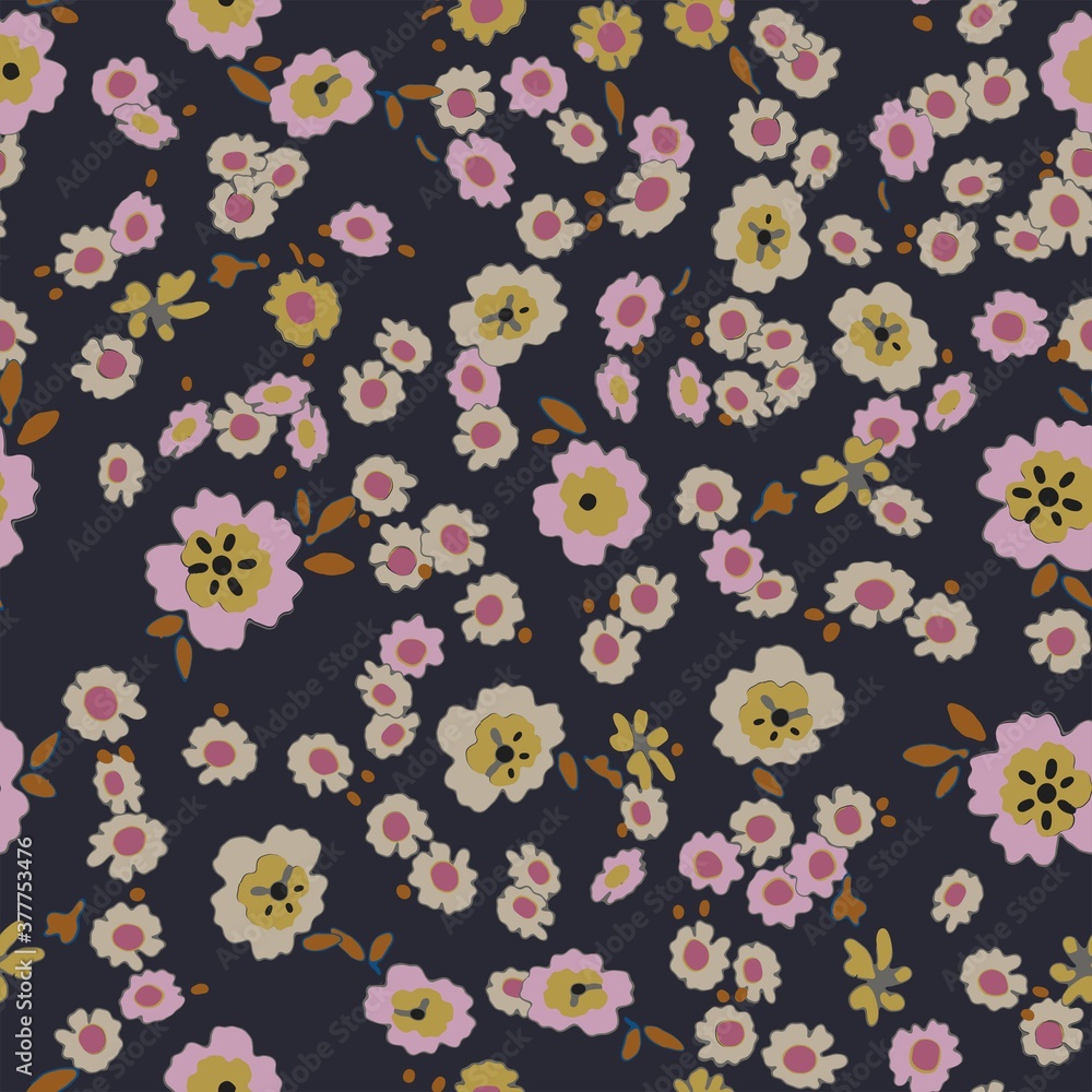 Cute pattern in a small flower. Little colorful flowers. Colorful and bright summer silhouette. Abstract seamless pattern with leaves and flowers. Background with floral vector for modern style. Cute pattern in a small flower. Little colorful flowers. Colorful and bright summer silhouette. Abstract seamless pattern with leaves and flowers. Background with floral vector for modern style.