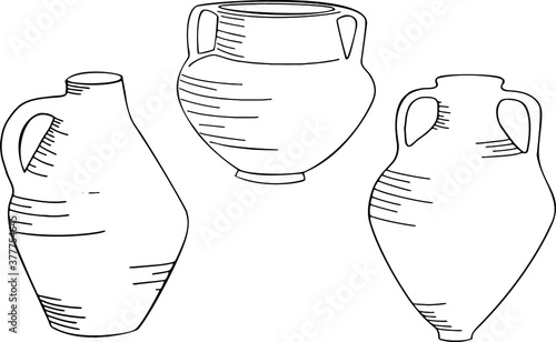Vector illustration of ancient amphoras