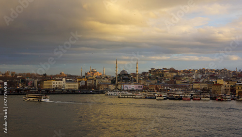 Istanbul and Bosporus view in sunset 