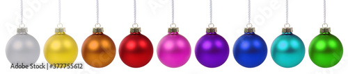 Christmas balls baubles ornament colorful decoration isolated on white