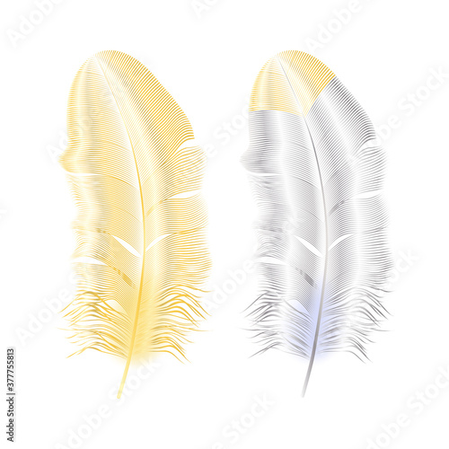 Silver and gold glitter feathers.Boho style elements,tattoo template.
