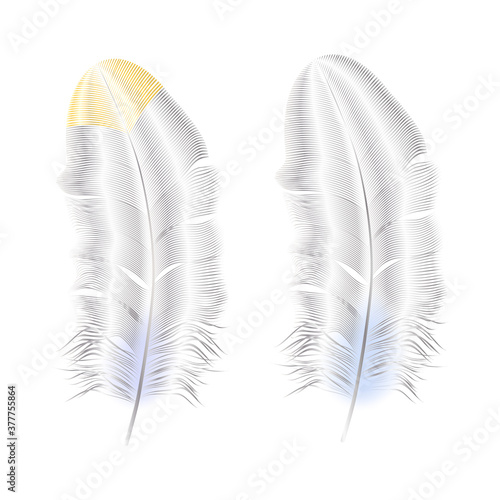 Silver and gold glitter feathers.Boho style elements,tattoo template.