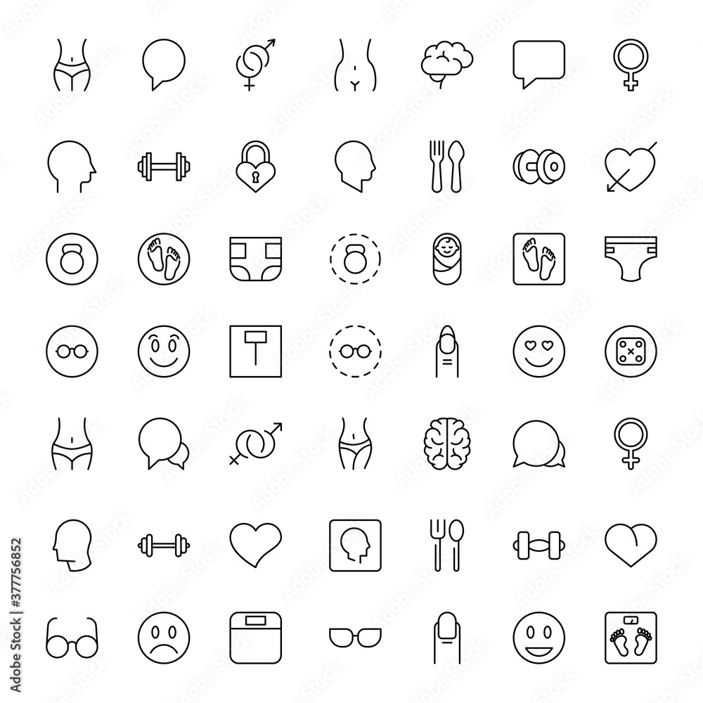People line icon set. People line icon set.