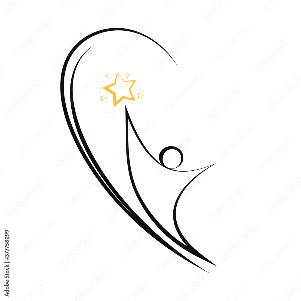 Vector illustration of man who try to reach the star. can be used as logo of leadership and success Vector illustration of man who try to reach the star. can be used as logo of leadership and success