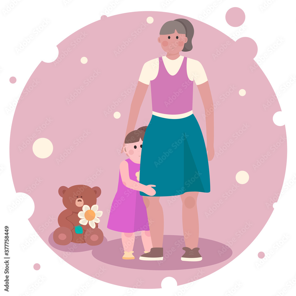 There is woman with her daughter. There is woman with her daughter.