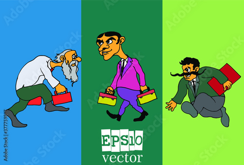 Businessman cartoon character working collection, vector