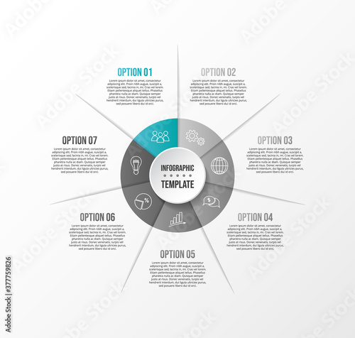 Gray infograph with business icons. Flowchart. Vector