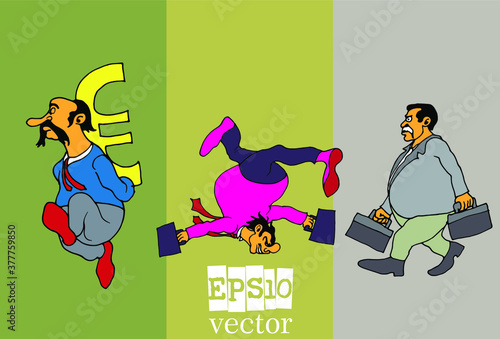 Businessman cartoon character working collection, vector