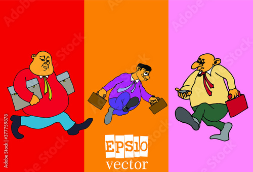 Businessman cartoon character working collection, vector