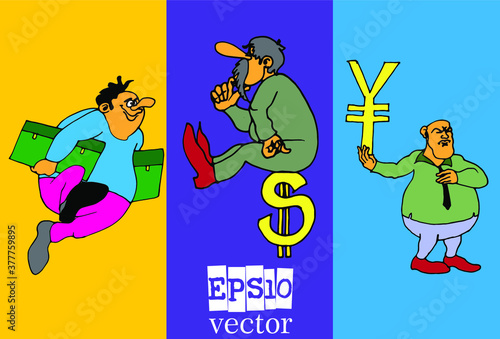 Businessman cartoon character working collection, vector