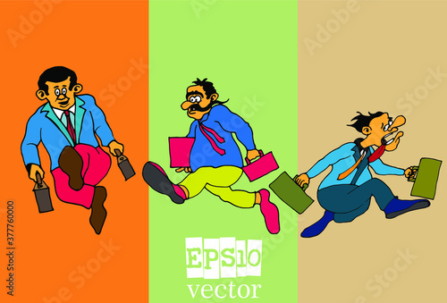 Businessman cartoon character working collection, vector