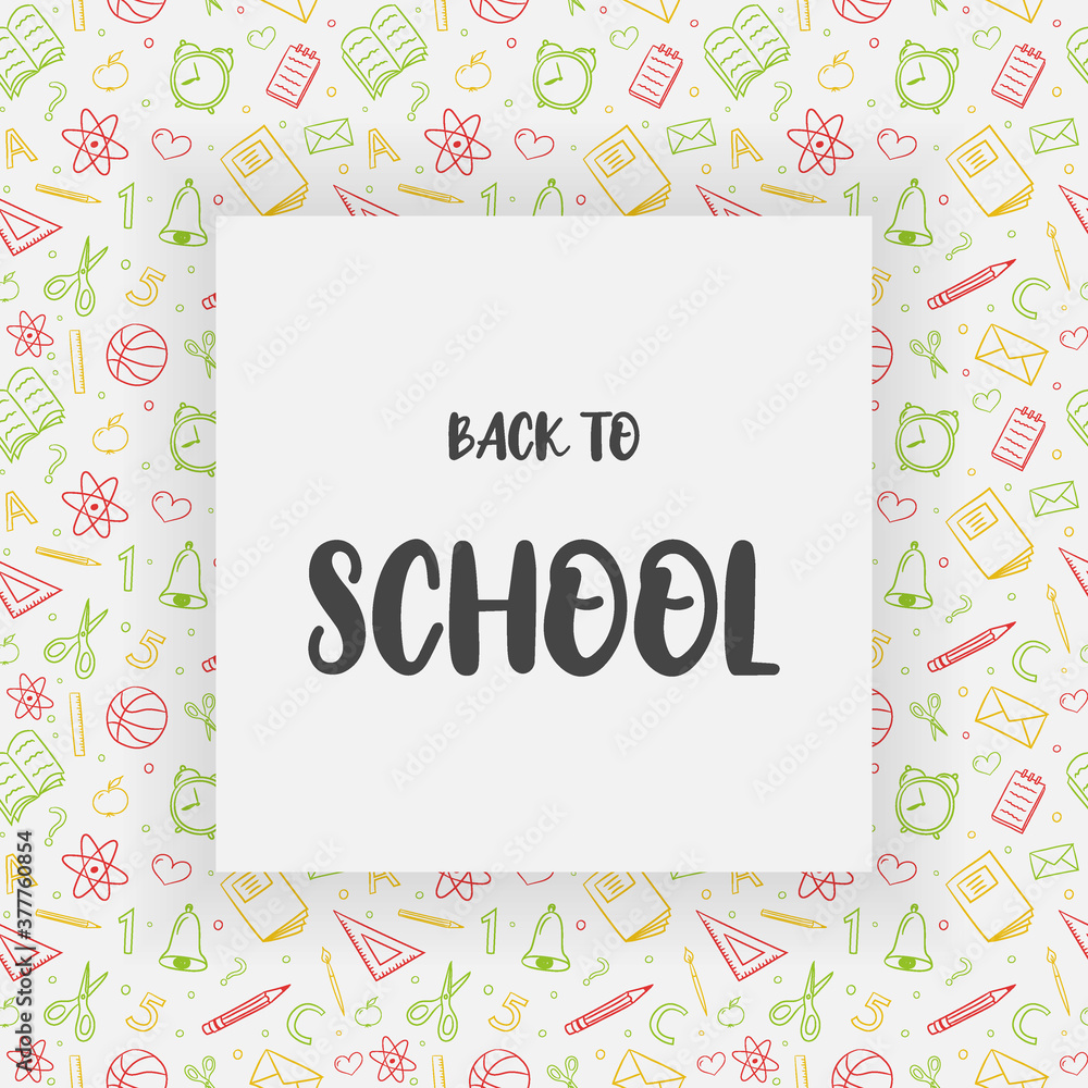 Back to School. Background with hand drawn icons. Vector