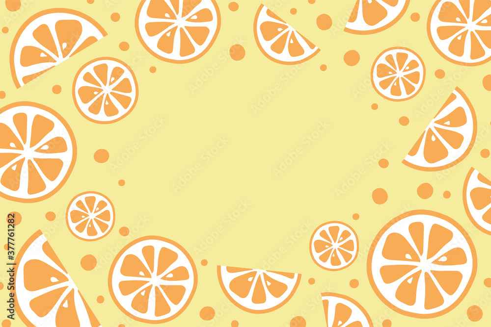 Design of orange fruit banner. Summer background with copyspace. Vector